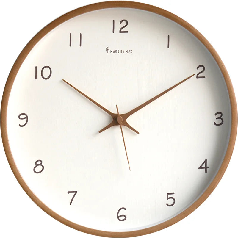 Horloge Murale Bois Massif Silencieuse Quartz Minimaliste Moderne