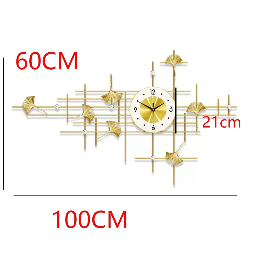 Horloge Murale Métal Doré Design Simple Salon Décoration