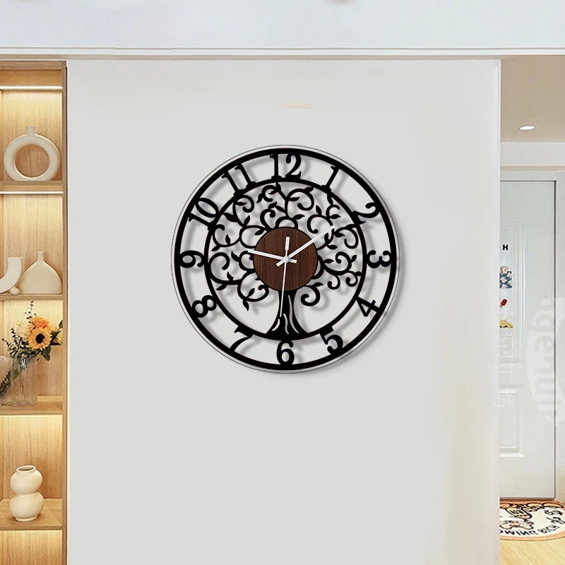 Horloge Murale Rétro Européenne Silencieuse Ronde Décorative