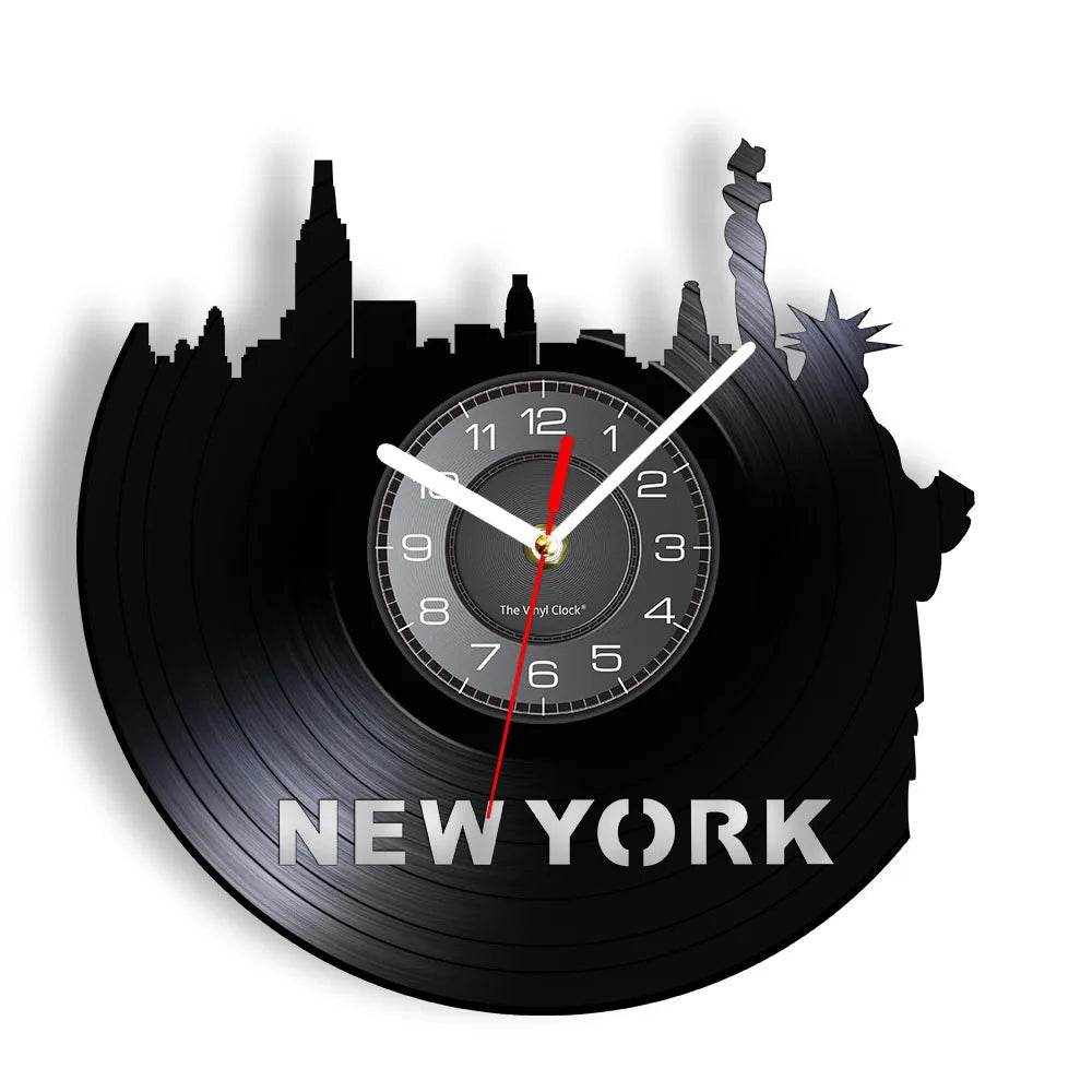 Horloge Mural Vinyle Vintage New York Pont Brooklyn