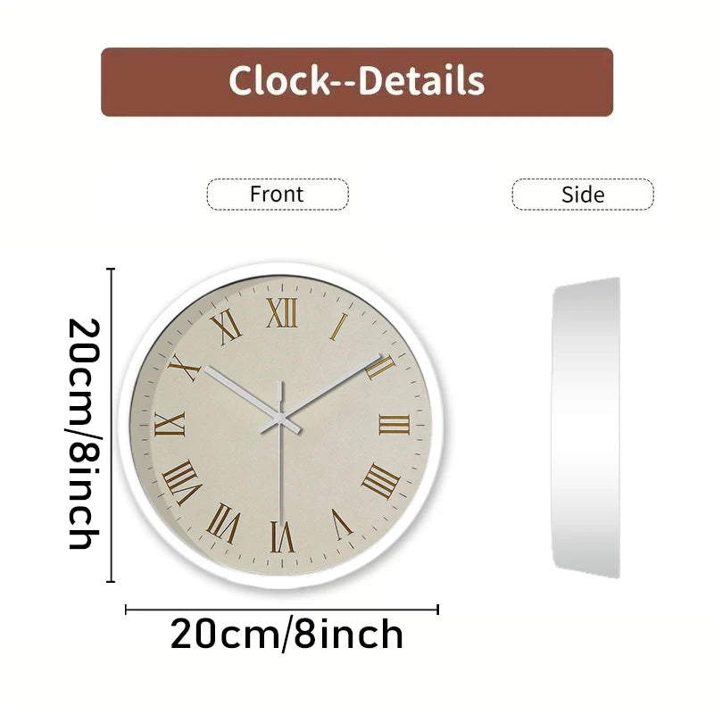 Horloge Mural Vintage Dorée Chiffres Romains Silencieuse Enfant