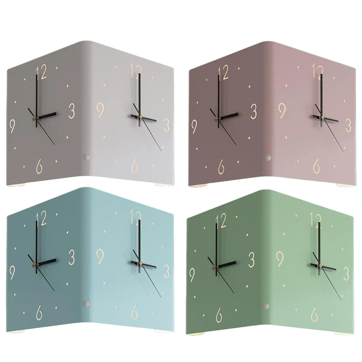 Horloge Mural d'Angle Double Face Silencieuse Décorative