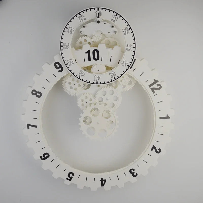 Horloge Mural Engrenages Métal Noir Silencieuse Industrielle Moderne.