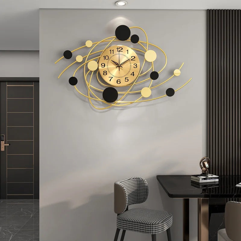 Horloge Murale Nordique Luxe Dorée Décor Salon
