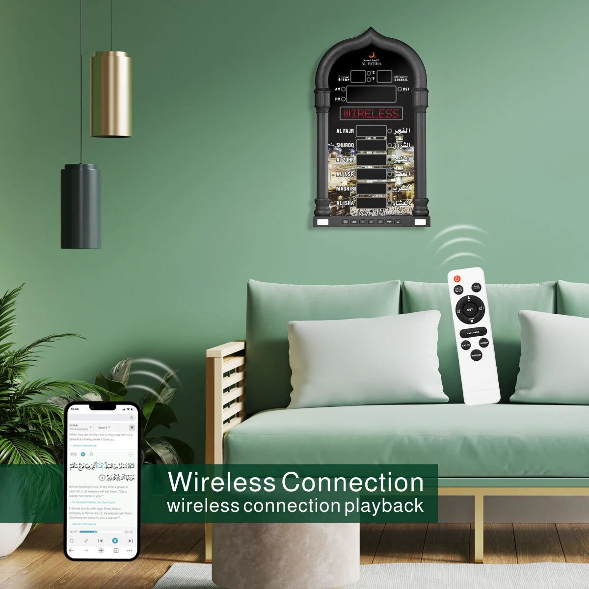 Horloge Mural Azan Musulmane Digitale Prière Mosquée Hijri