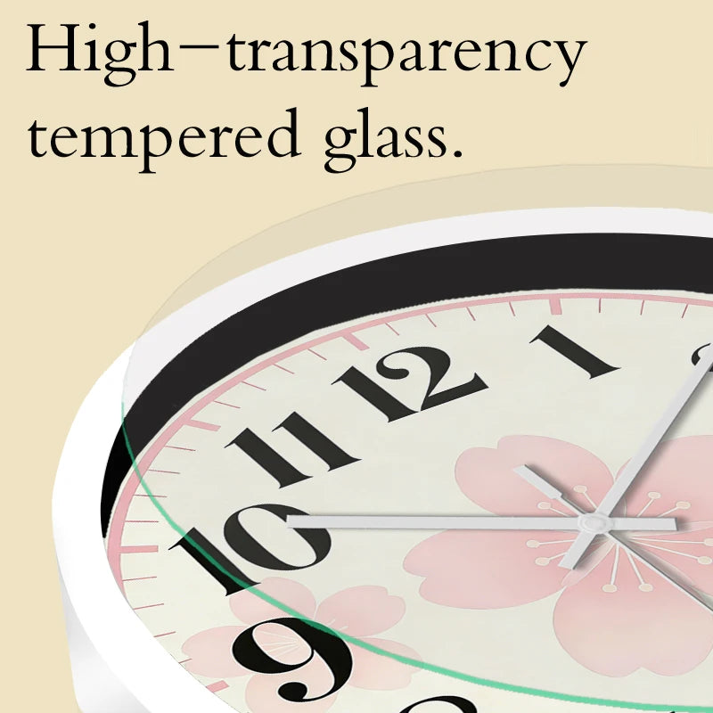 Horloge Murale Silencieuse Ronde Fleurs Cerisier Enfant