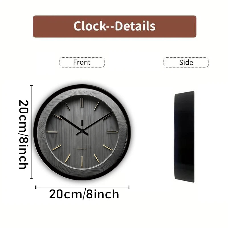 Horloge Mural Silencieuse Ronde Bois Gris Cartoon Enfant