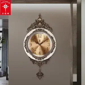 Horloge Murale Grande Luxe Or Balancier Silencieuse Salon