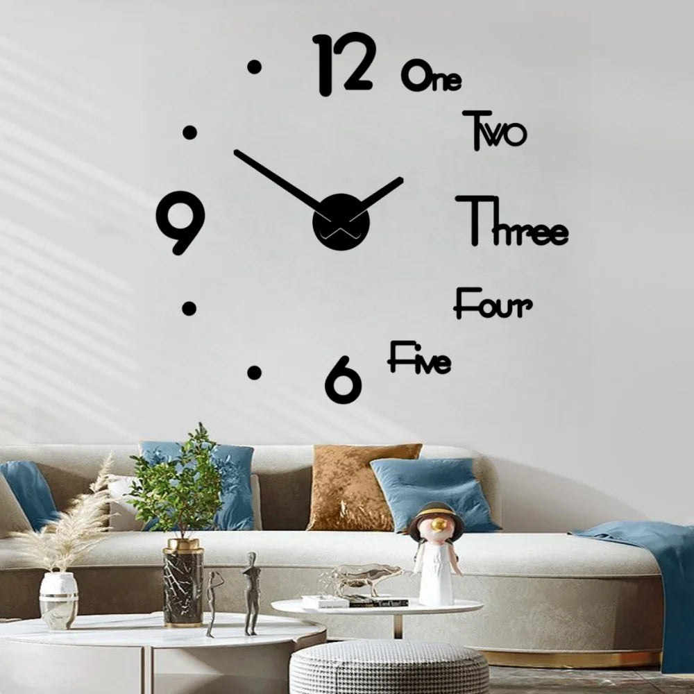 Horloge Mural 3D Numérique Lumineuse Adhésive Silencieuse Géante