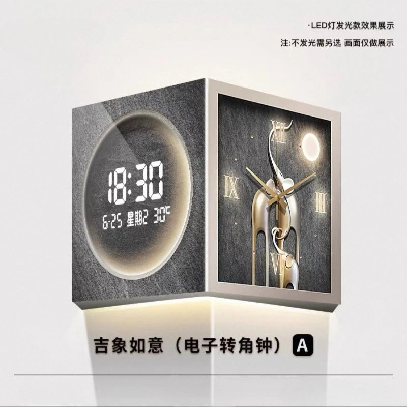 Horloge Mural Moderne Digitale Double Face Coin LED