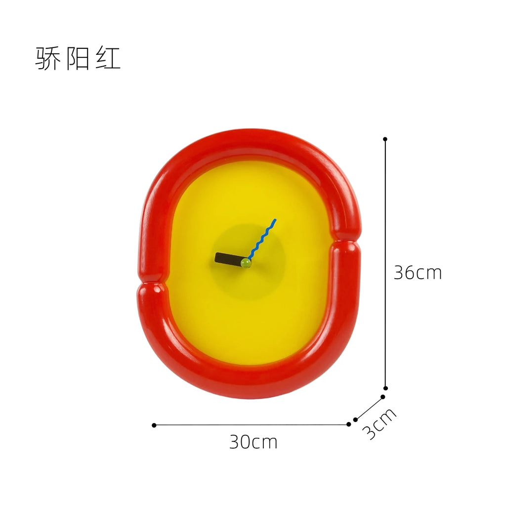 Horloge Murale Ovale Crème Design Nordique Acrylique