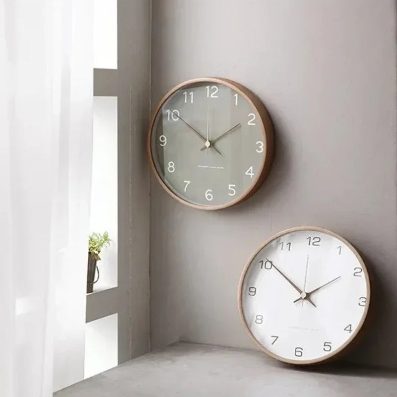 Horloge Mural Nordique Luxe Bois Massif Verre Transparent