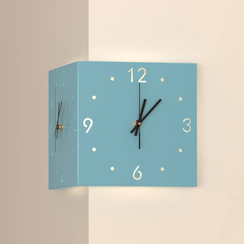 Horloge Mural d'Angle Minimaliste Silencieuse Double-Face