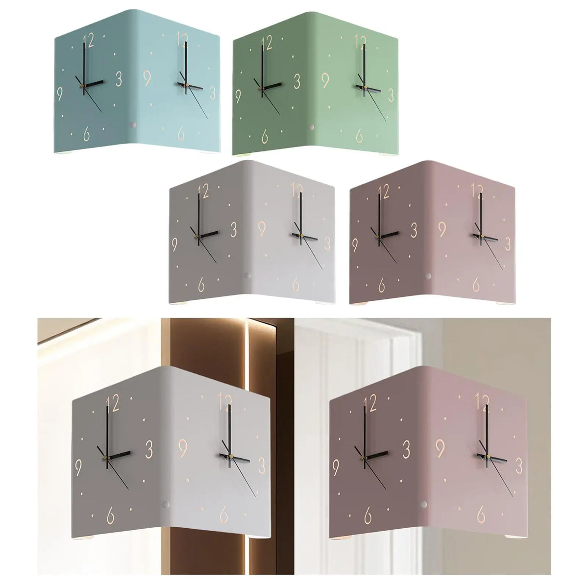 Horloge Mural Coin Double Face Silencieuse Décorative Lisible