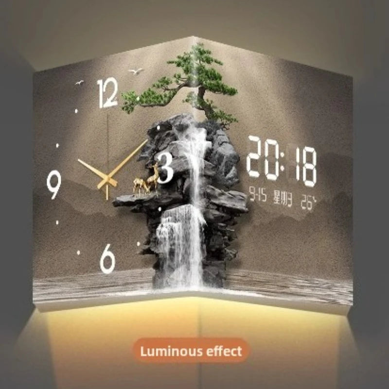 Horloge Mural Digitale LED Double Face d'Angle Moderne