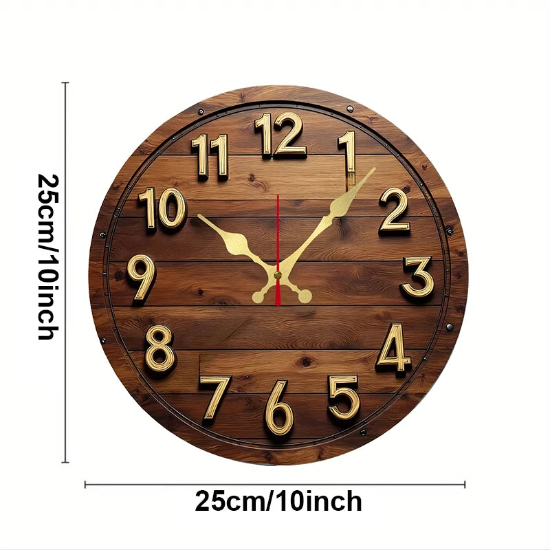 Horloge Mural Ronde Silencieuse en Bois Design
