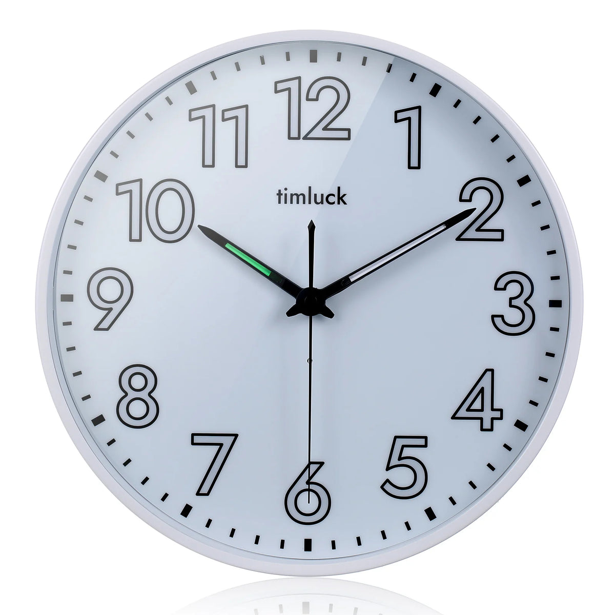 Silent Non-ticking LED Wall Clock with Light Sensor, Auto-Illuminated Numbers & Hands, Adjustable Brightness, Non-Fluorescent