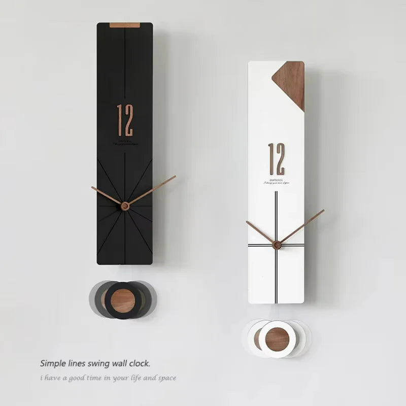 Horloge Mural Pendule Noir Moderne Bois Design