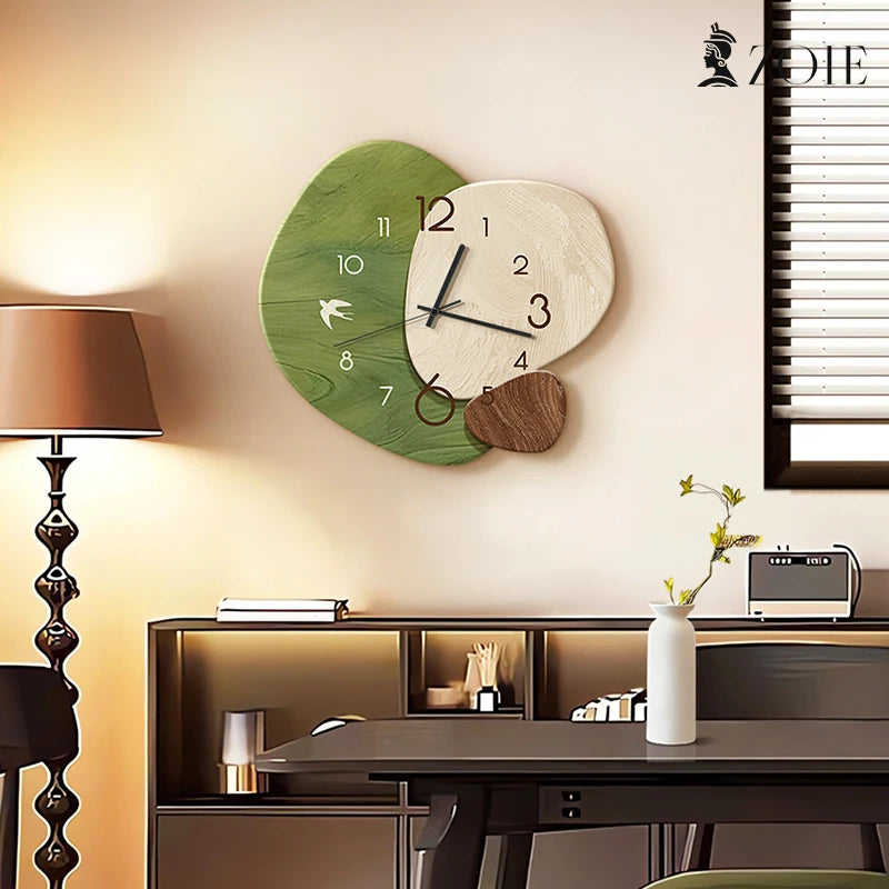 Horloge Murale Art Ancien Paysage Vert Salon