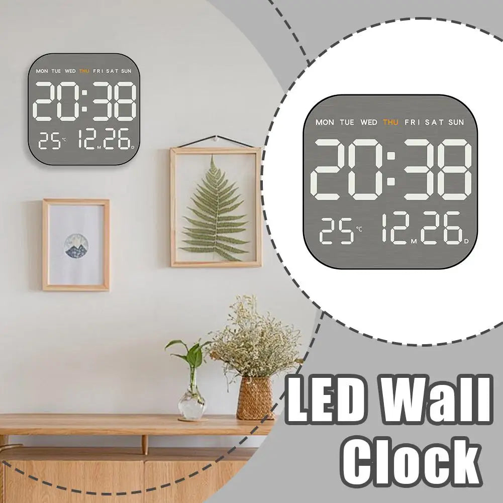 Horloge Mural LED Digitale Multifonction Température Design