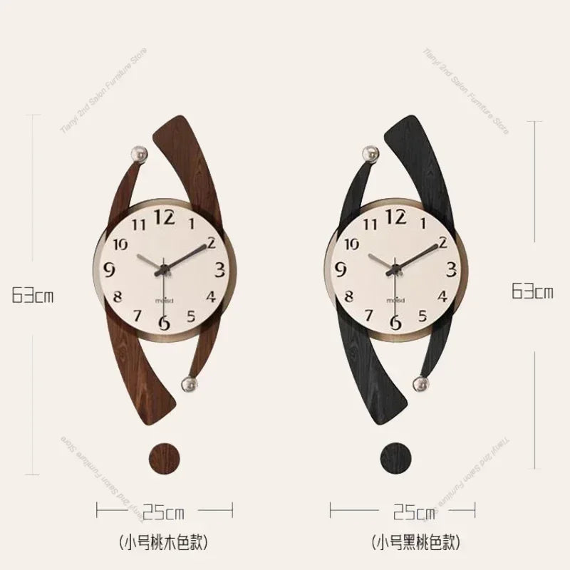 Horloge Murale Bois Élégante Rétro Silencieuse Décoration