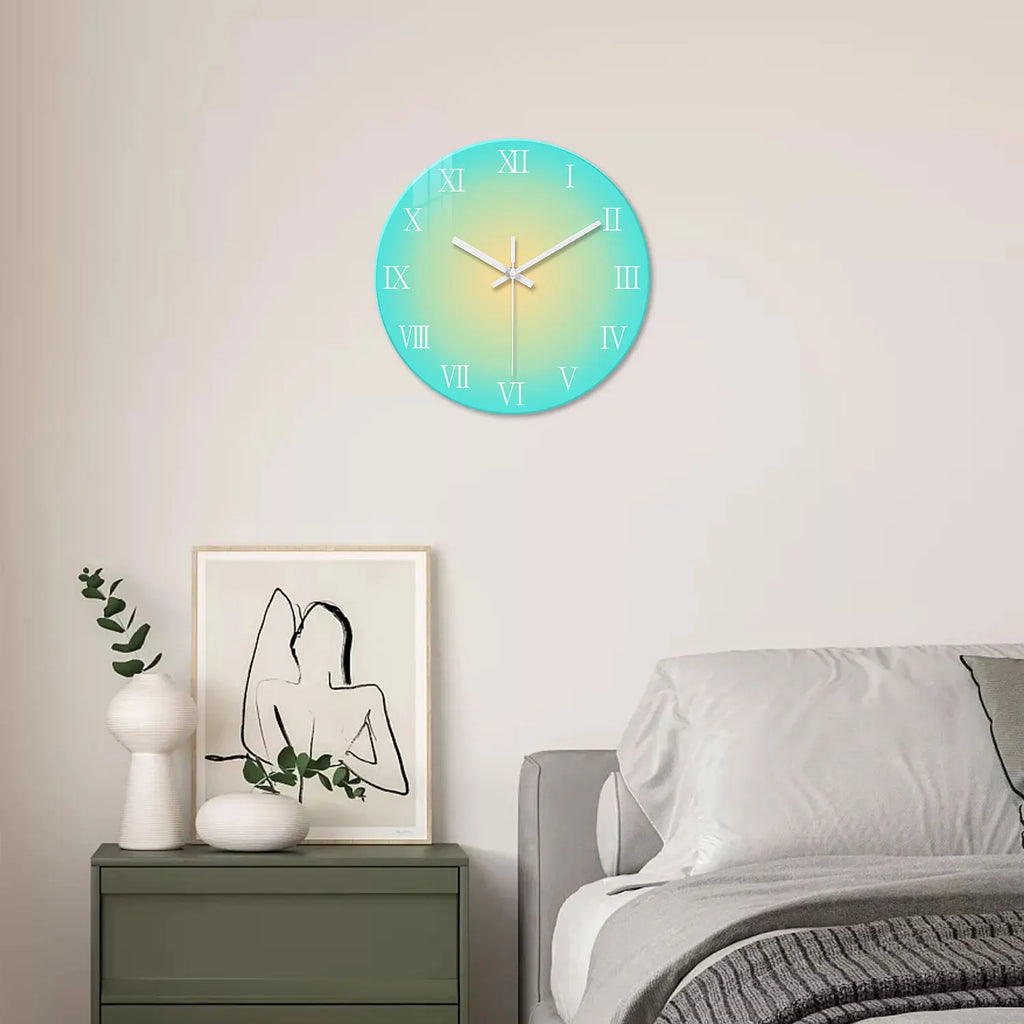Horloge Mural Verre Trempé Dégradé Silencieuse Design.