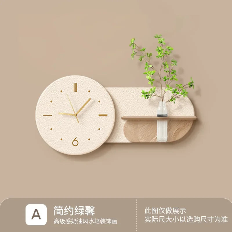 Horloge Murale Silencieuse Blanche Plante Hydroponique Décor Salon