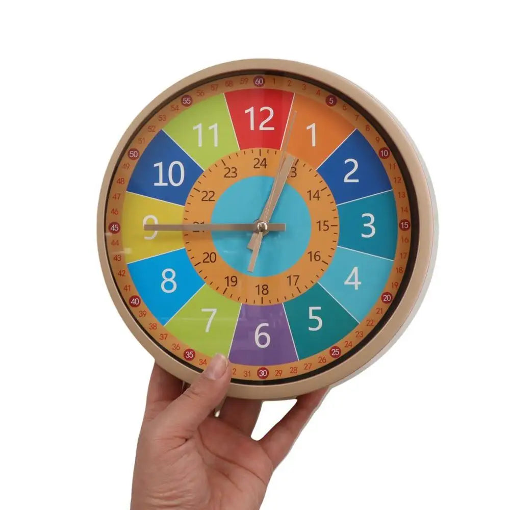 Horloge Mural Enfant Apprentissage Silencieuse Cartoon Colorée