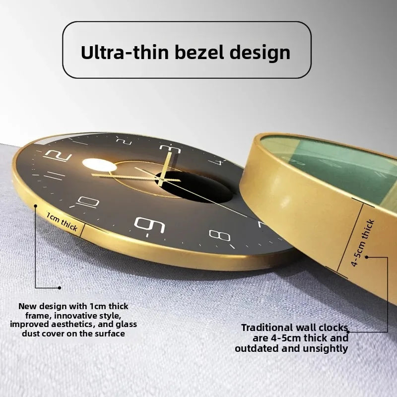 Horloge Murale Quartz Design Nordique Silencieuse Ultra-fine