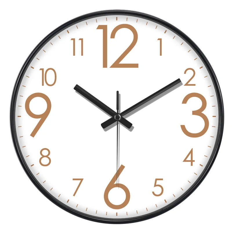 Horloge Mural Silencieuse Moderne Quartz, Grands Chiffres Lisibles.