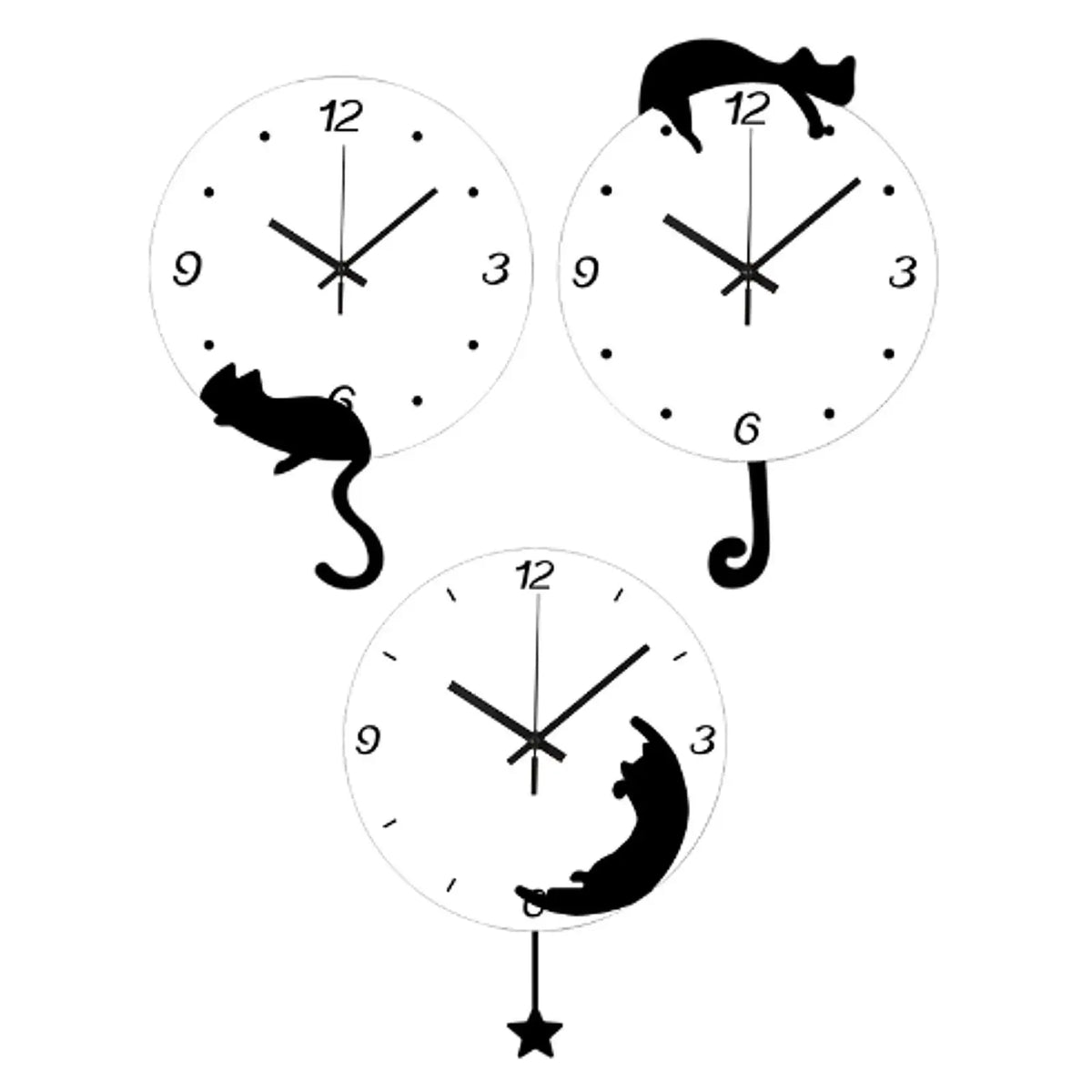 Horloge Mural Chat Mignon Design Silencieux Élégant