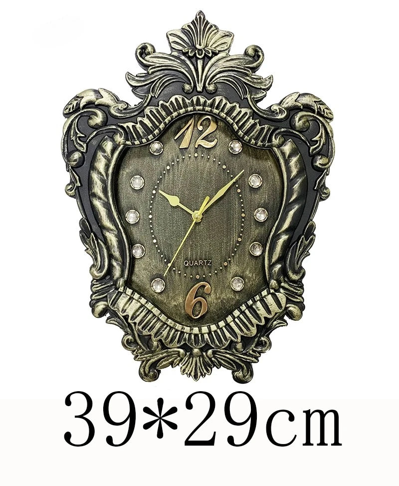 Horloge Mural Vintage Design Cour Chiffres Romains Or Noir