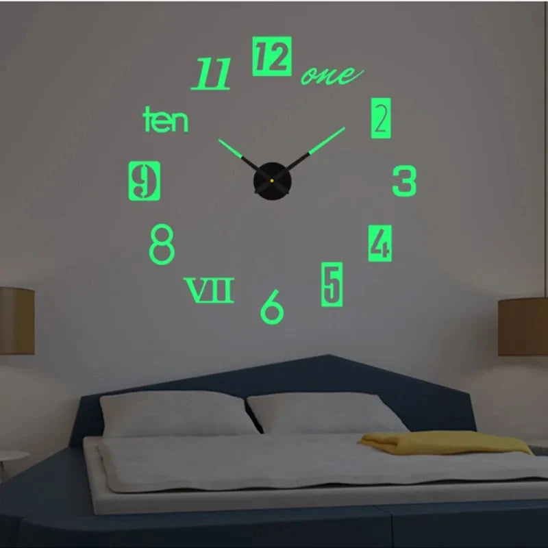 Horloge Murale Géante DIY Chiffres Romains Acrylique Miroir