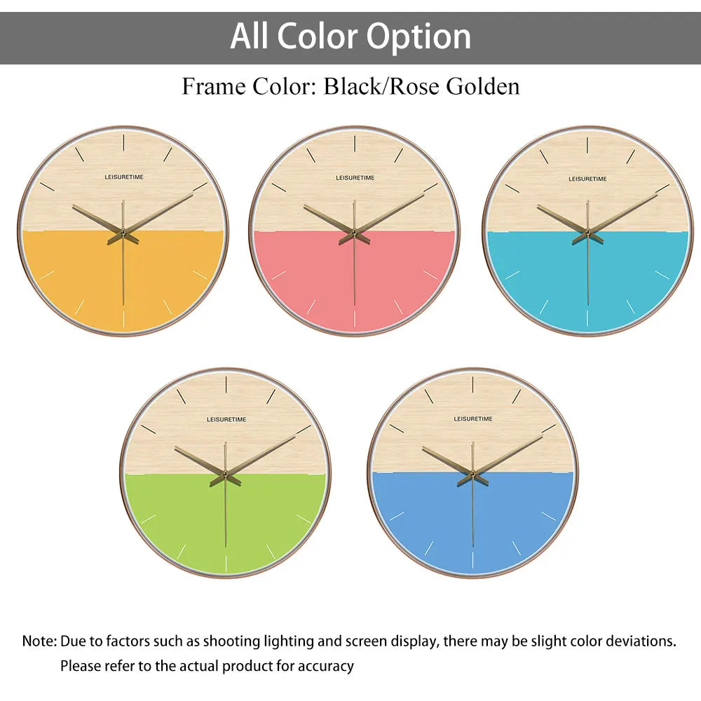 Horloge Mural Double Couleur Silencieuse Quartz Déco