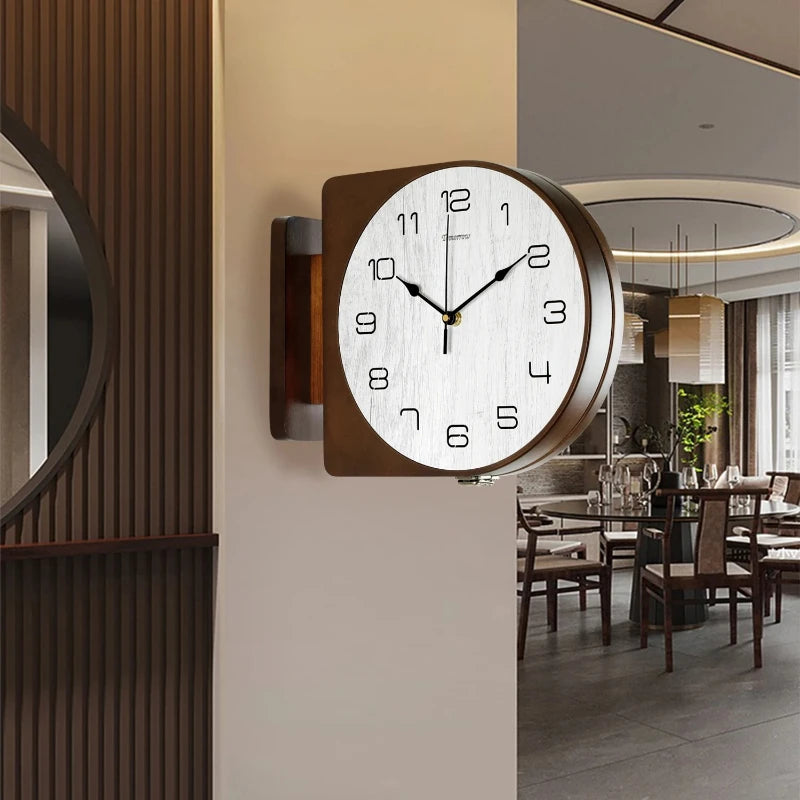 Horloge Mural Triangle Double Face Moderne Silencieuse Salon