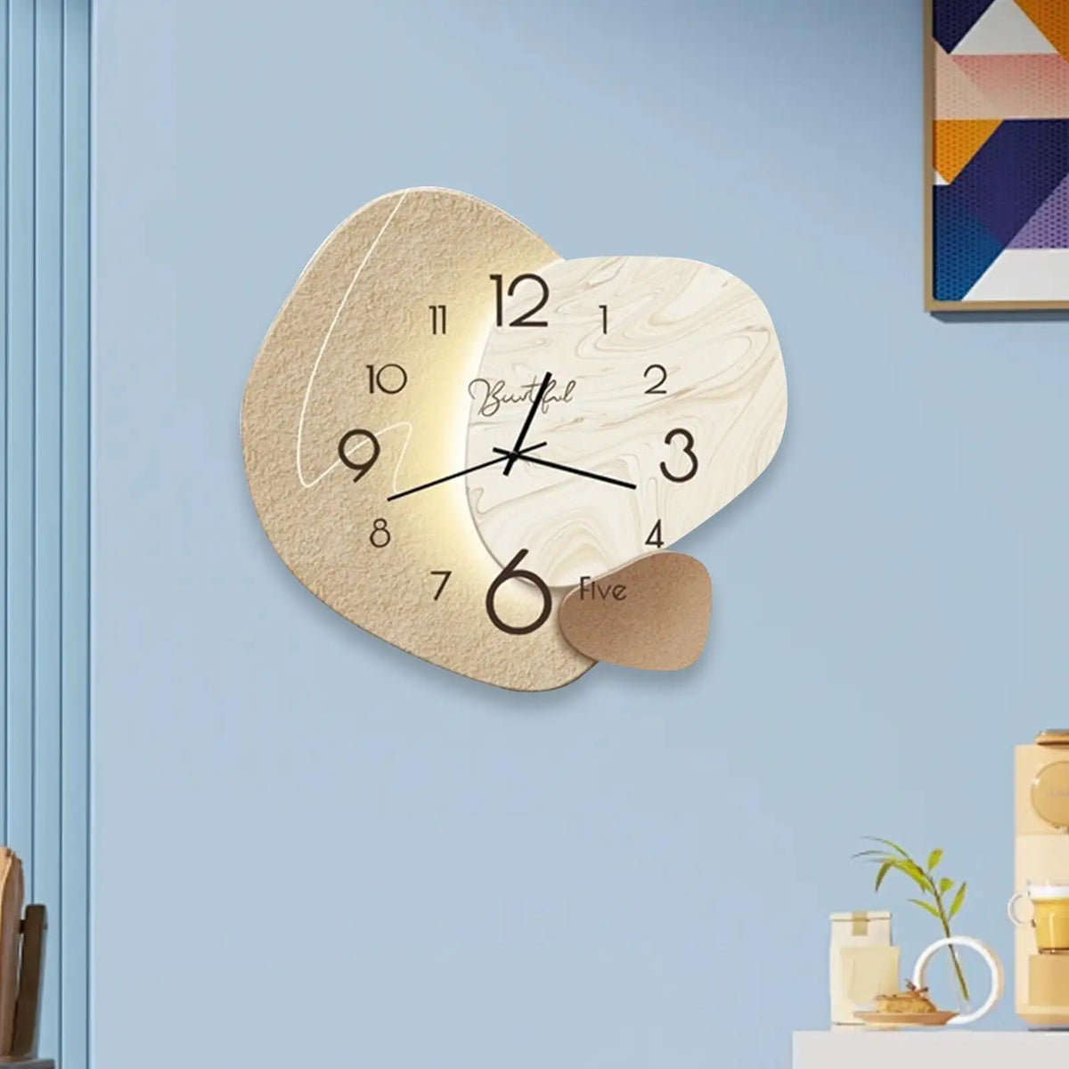 Horloge Mural Bois Style Nordique Chiffres Romains Silencieuse