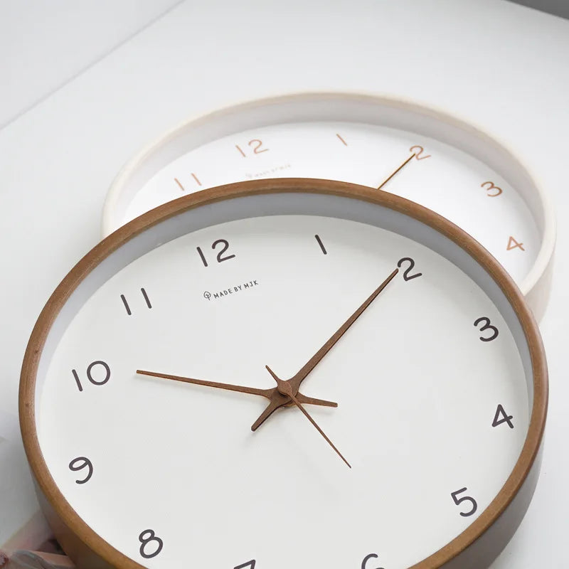 Horloge Murale Bois Massif Silencieuse Quartz Minimaliste Moderne