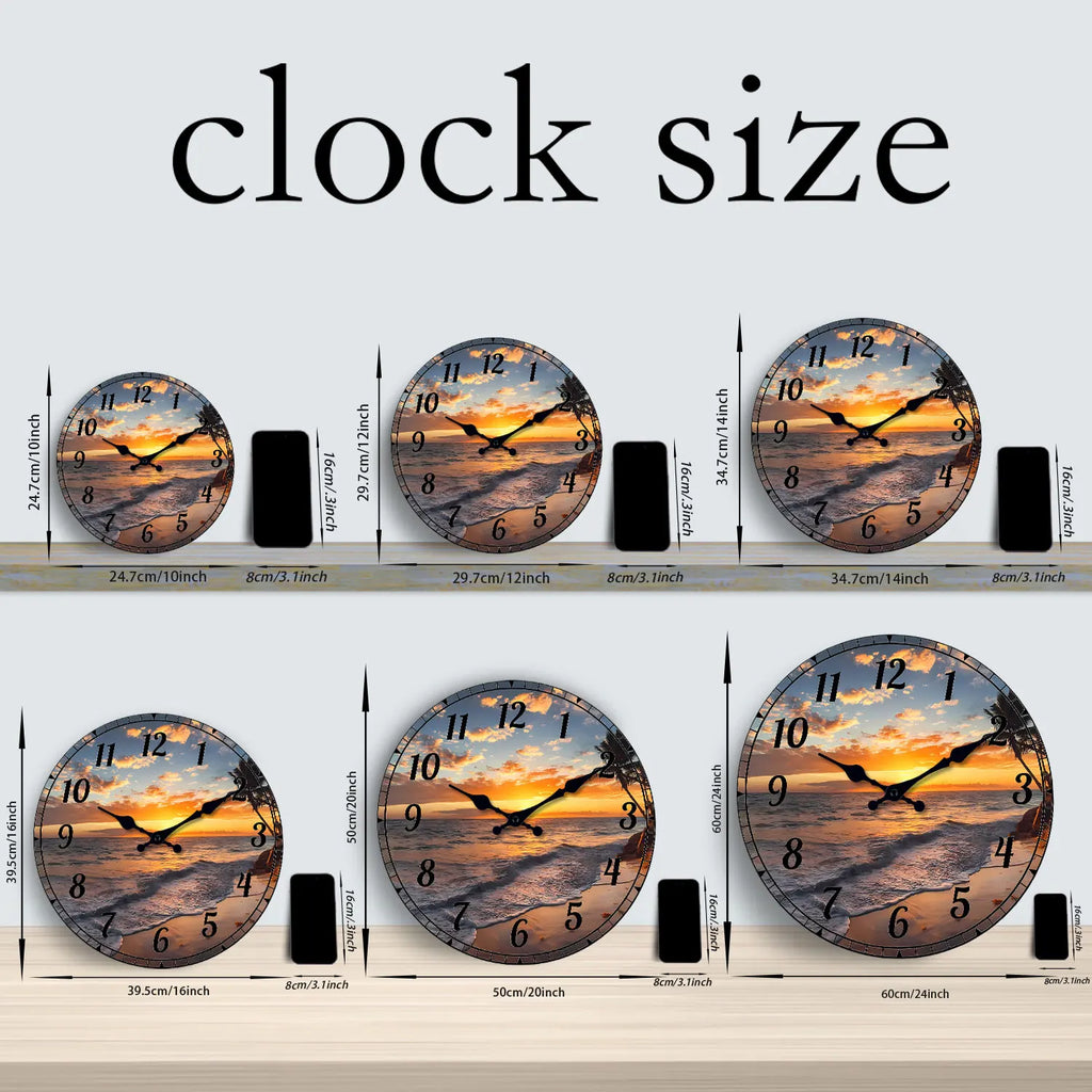 Horloge Murale Silencieuse Motif Bois Déco Salon Chambre.