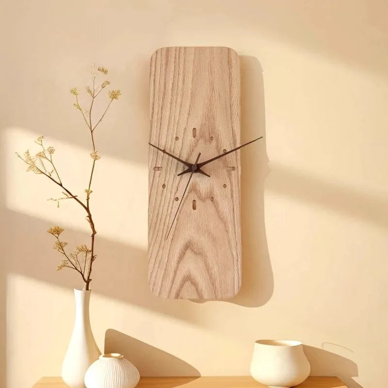 Horloge Murale Bois Massif Vintage Silencieuse Sans Chiffres