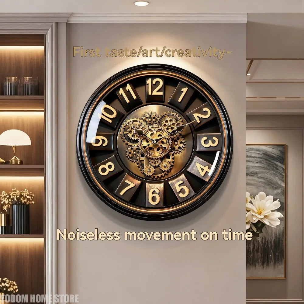 Horloge Murale Steampunk Engrenages Mobiles Industrielle Géante