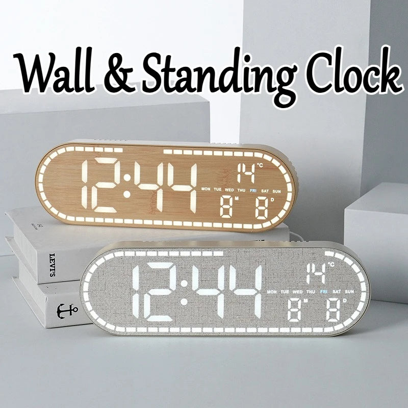 Horloge Mural LED USB Digitale Température Date Réveil