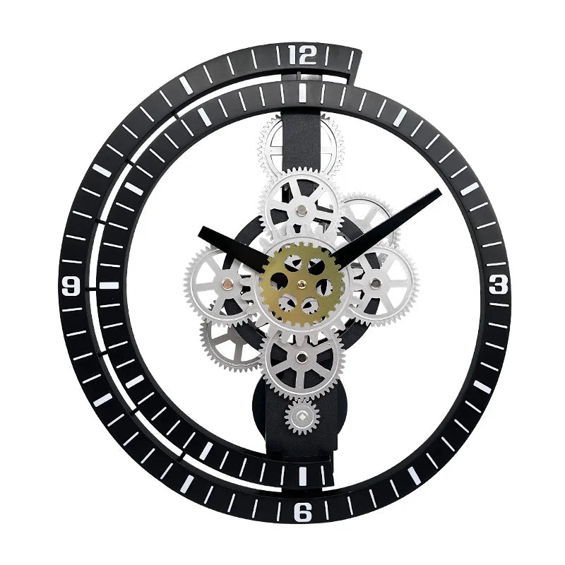Horloge Murale Design Moderne Rétro Engrenages Mécaniques Salon