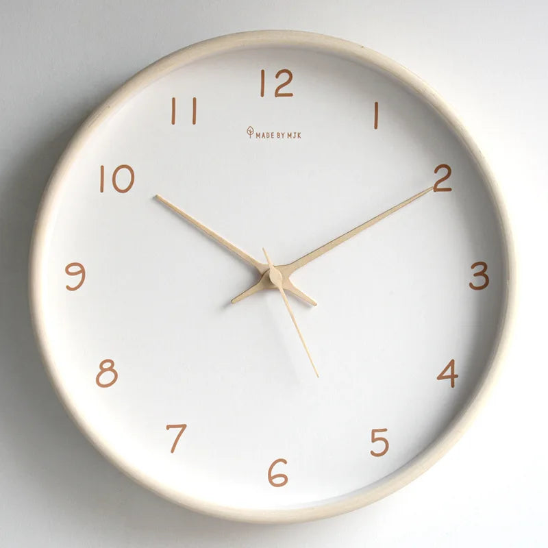 Horloge Mural Bois Massif Minimaliste Silencieuse Quartz