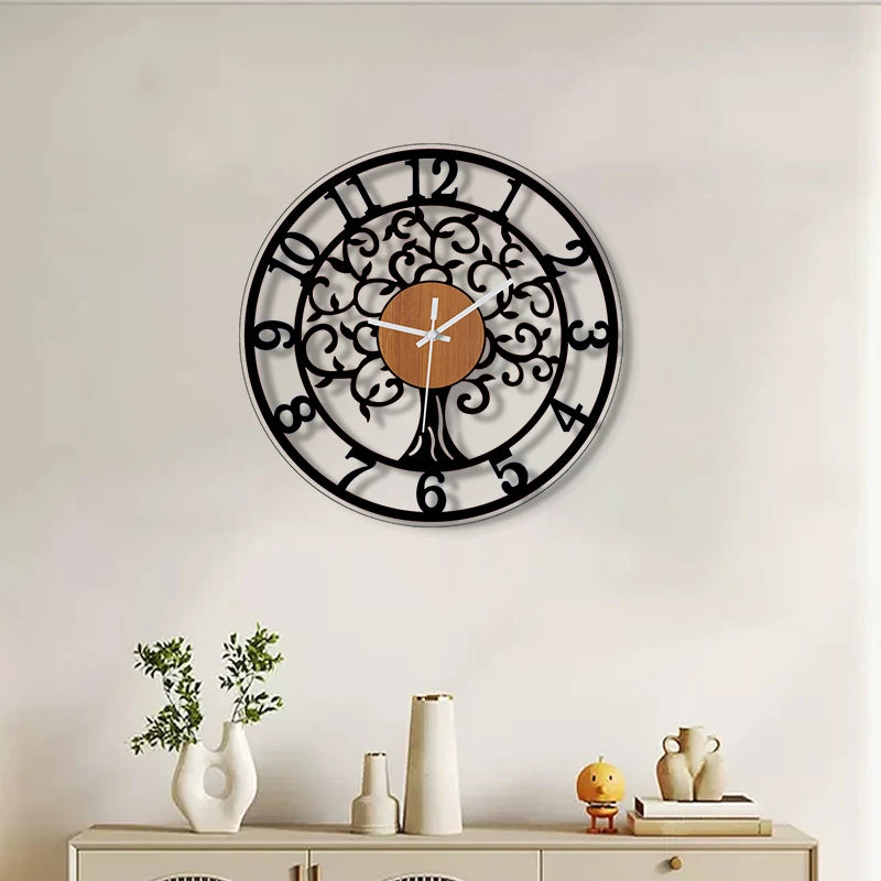 Horloge Mural Ronde Rétro Européenne Silencieuse Décorative