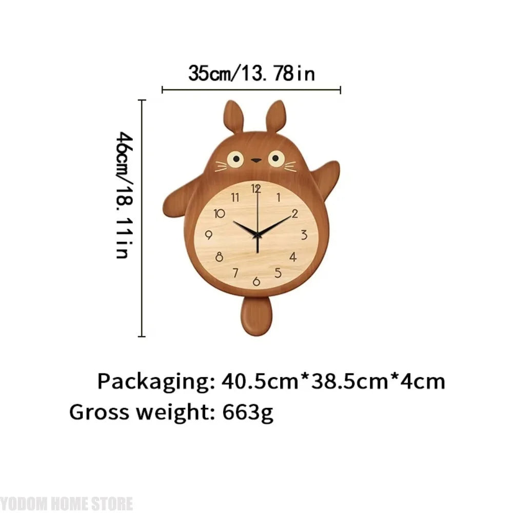 Horloge Mural Chat Bois Décorative Pendule Maison Cadeau