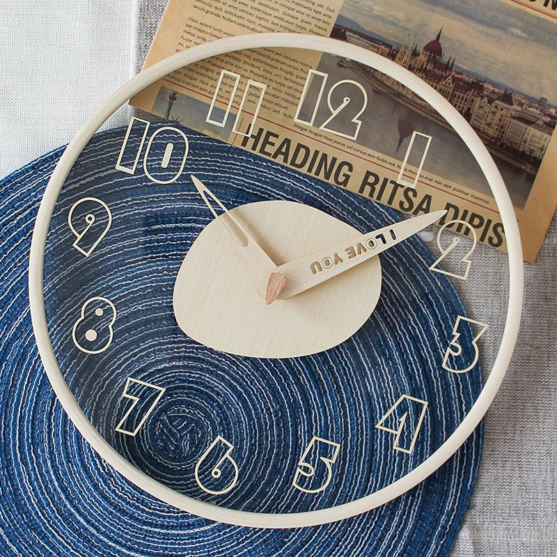 Horloge Murale Scandinave Bois Verre Transparent Design