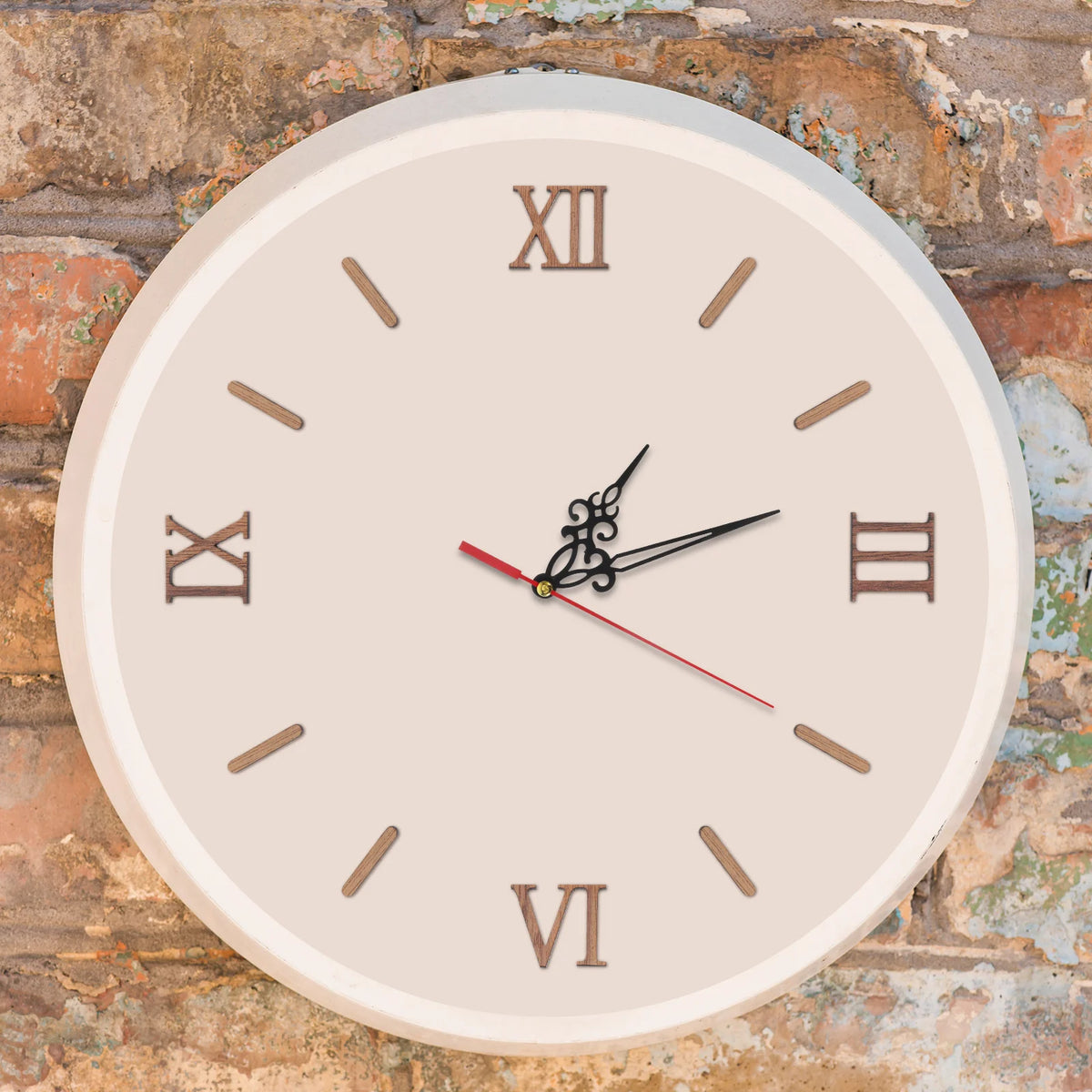 Horloge Mural DIY Chiffres Romains Bois Adhésifs Bohème Silencieux