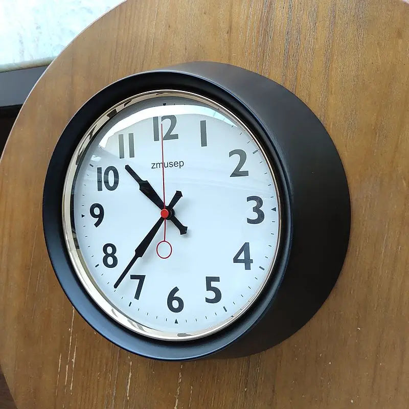 Horloge Mural Vintage Vert Olive Métal Silencieuse Table.