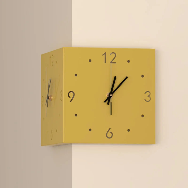 Horloge Mural D'Angle Double Face Minimaliste Silencieuse