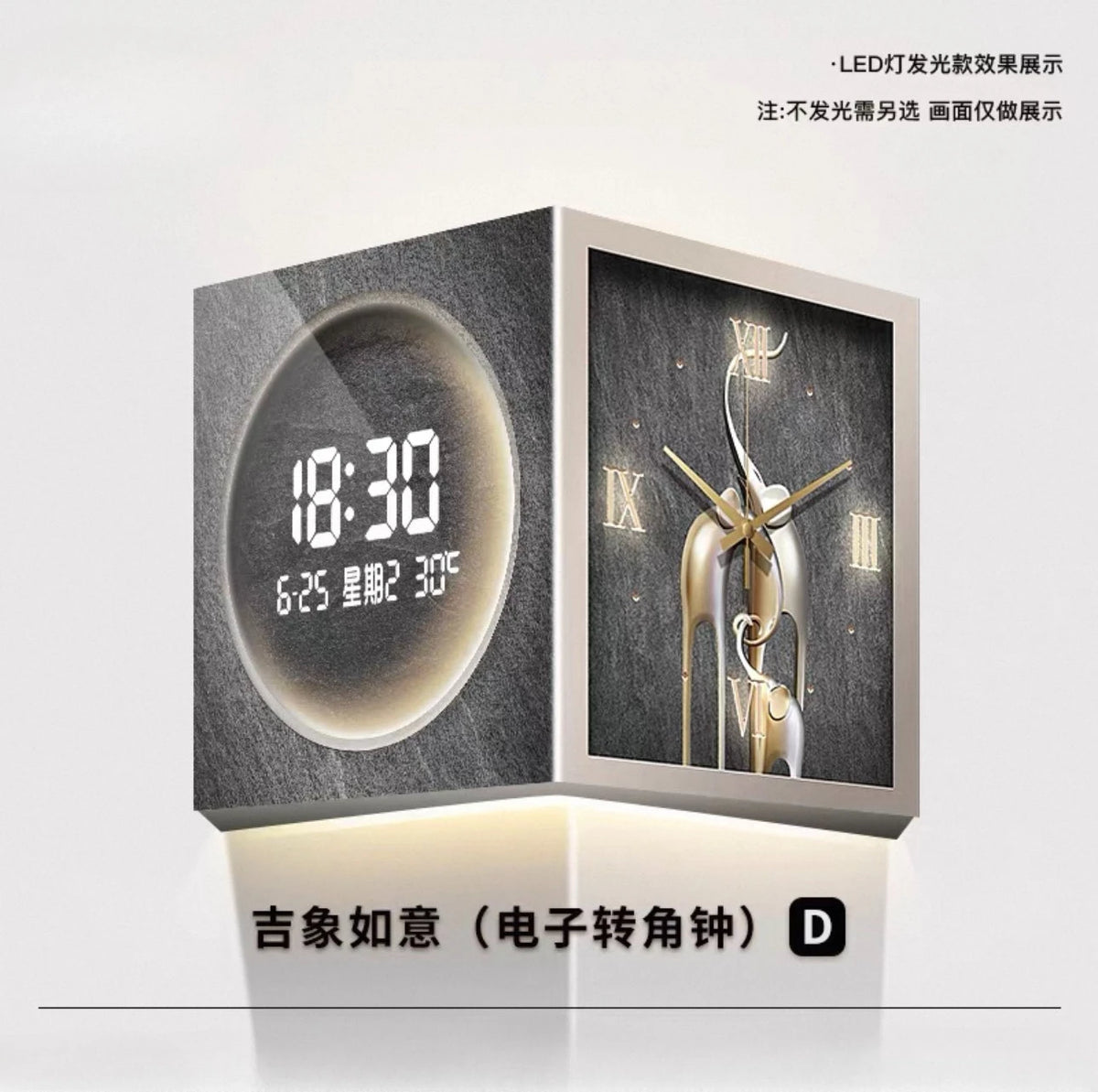 Horloge Mural LED Digitale Double Face Angle